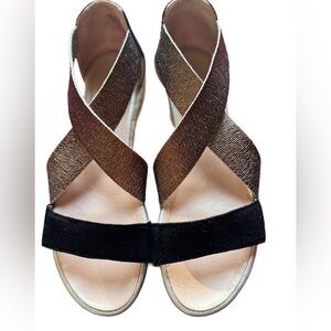 Eric Michael Metalic Brown and Swede Black Sandals
